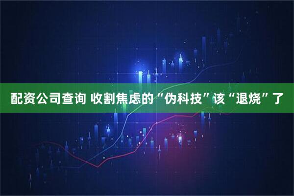 配资公司查询 收割焦虑的“伪科技”该“退烧”了