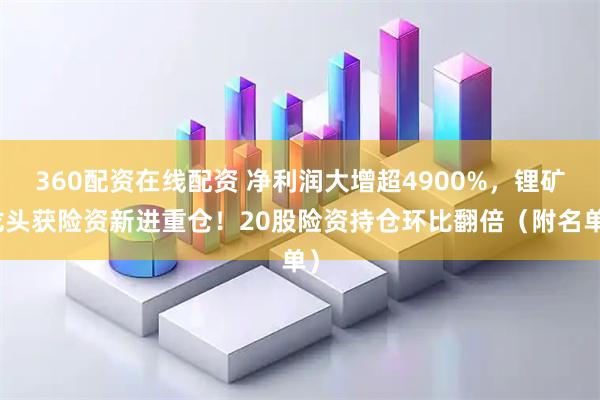 360配资在线配资 净利润大增超4900%，锂矿龙头获险资新进重仓！20股险资持仓环比翻倍（附名单）